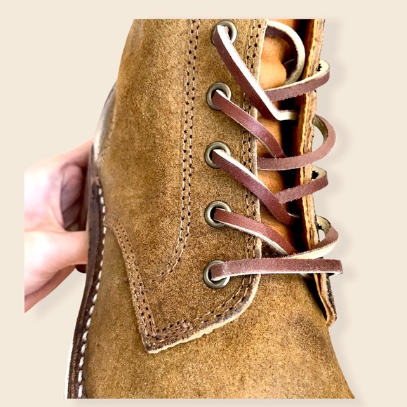 Frye Sabrina 6G Tan Suede/Leather Retro Lace Up Classic Combat Moto Ankle Boots - Picture 12 of 16
